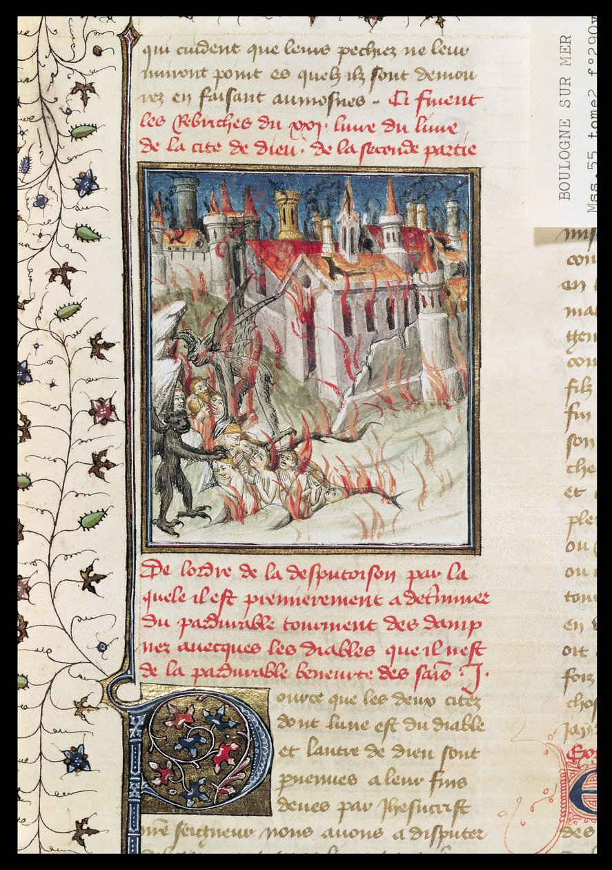 Ms 55 t.2 fol.290v Hell, Pyhän Augustinuksen Hippon teoksesta De Civitate Dei (354-430), kääntänyt Raoul de Presles, n. 1400-50 tekijältä French School