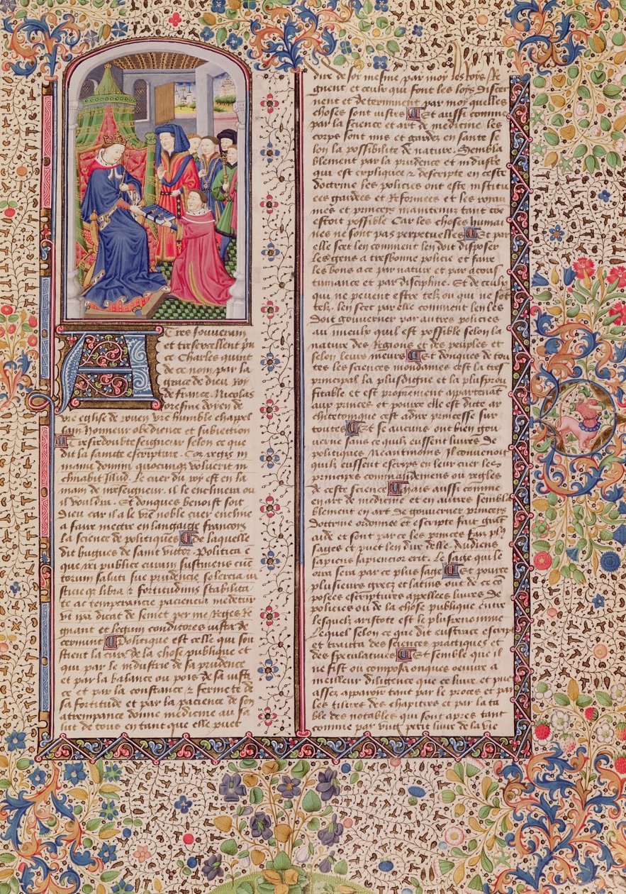Ms 927 Fol.186 Politiikka kuninkaalle, Aristoteleen (384-322 eKr.) teoksesta Etiikka, politiikka ja talous tekijältä French School