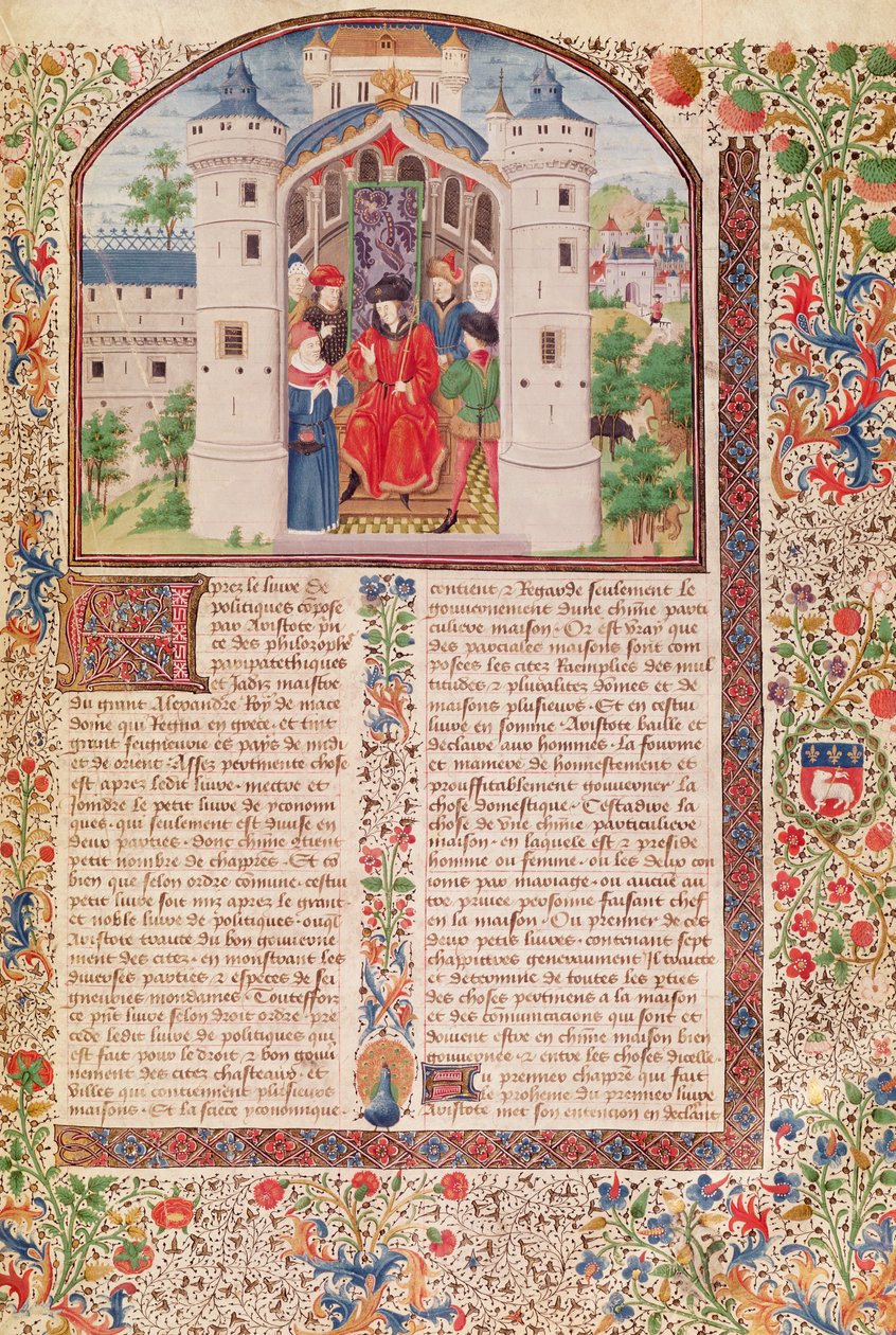 Ms 927 Fol.426 Taloustieteen esitys, Aristoteleen (384-322 eKr.) teoksesta Ethics, Politics and Economics (katso lisätietoja myös 165171) tekijältä French School