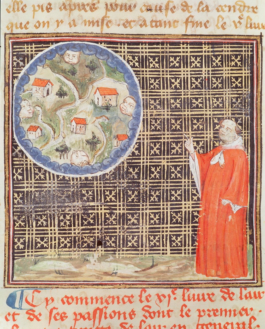Ms 993 fol.142 Veden ja tuulen ominaisuudet, Jean Cordichonin teoksesta Le Livre des Proprietes des Choses tekijältä French School