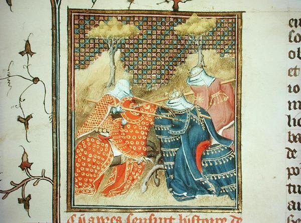 Ms Fr 12420 Onche ja Antiope Turnajaiset, teoksesta "De Claris Mulieribus", kirjoittanut Giovanni Boccaccio (1313-75) (vellum) tekijältä French School