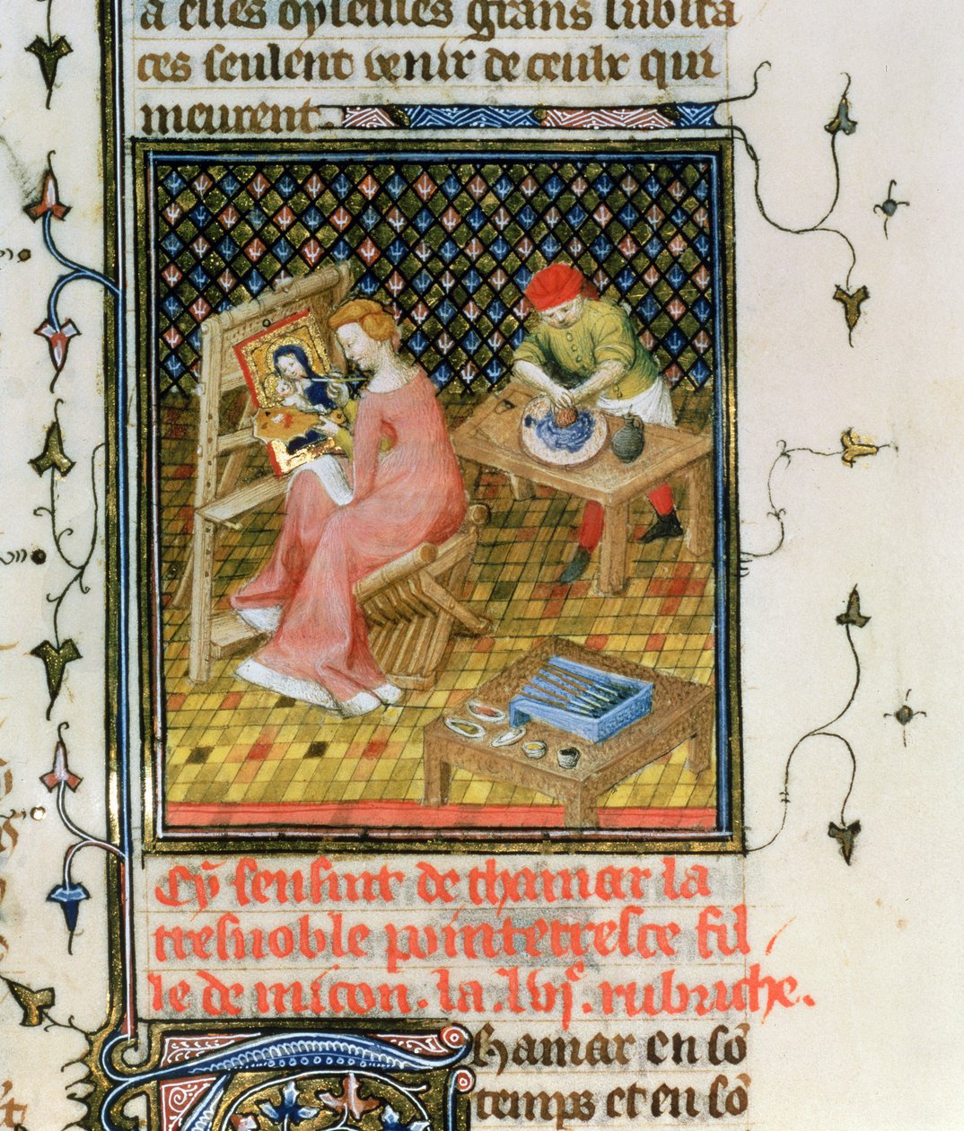 Ms Fr 12420 fol.86r Thamyriksen tarina, `De Claris Mulieribusista, Giovanni Boccaccion teoksista tekijältä French School