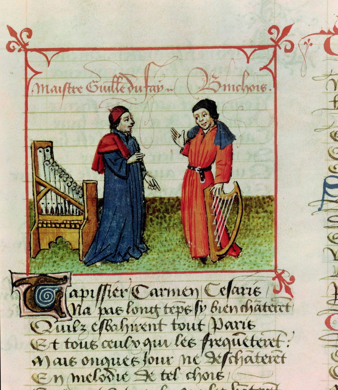 Ms Fr 12476 fol.98 Guillaume Dufay (k.1474) ja Gilles Binchois (k.1460) Martin le Francin (1410-61) 1440 Le Champion des Damesista tekijältä French School