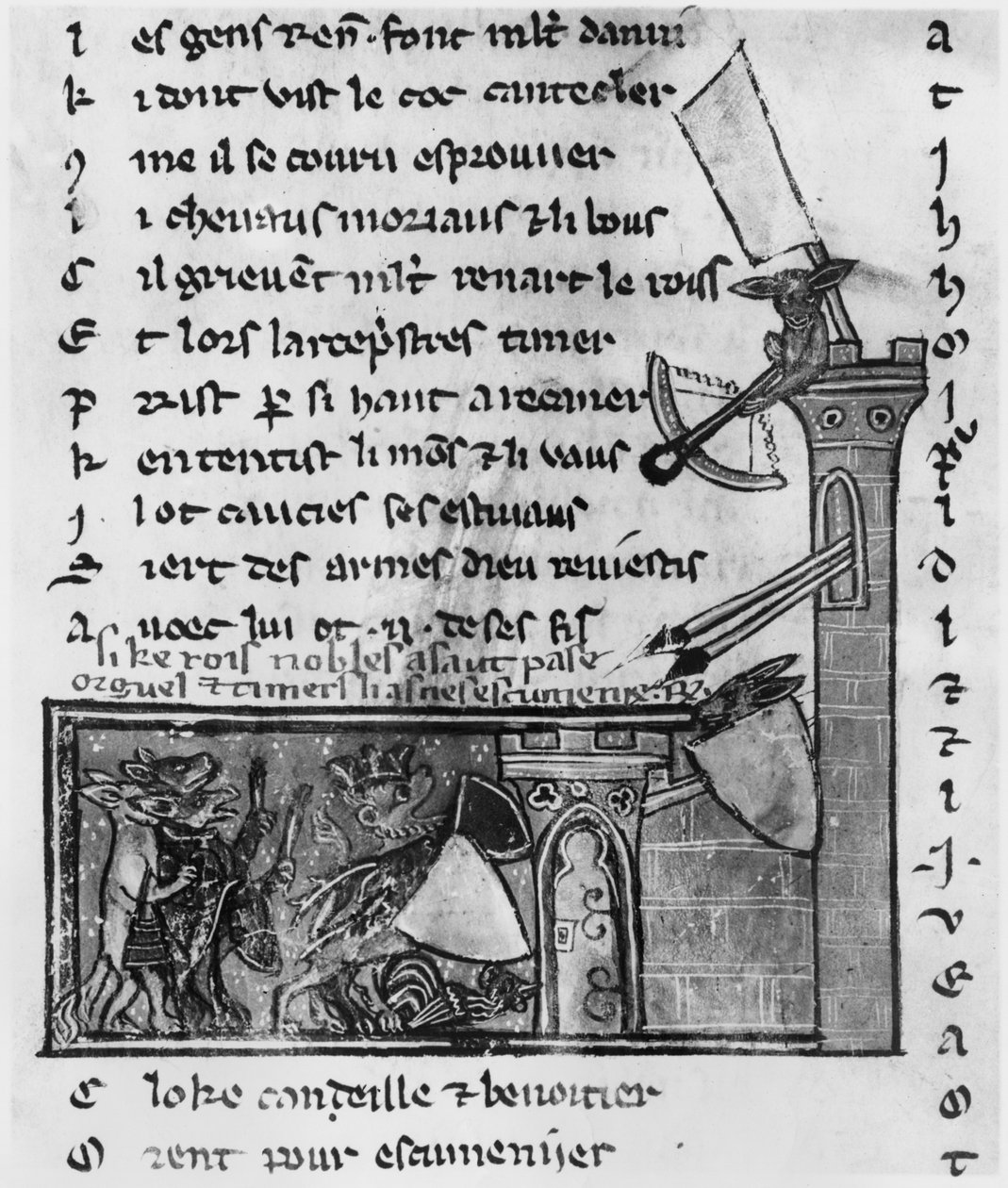 Ms Fr 1580 tai 1581 hyökkäys linnaan, Roman de Renartilta tekijältä French School