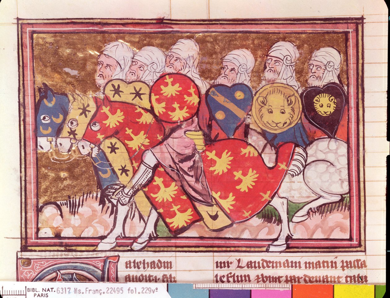 Ms Fr 22495 Fol.229 Saladins Army, Le Roman de Godefroi de Bouillon, 1337 tekijältä French School