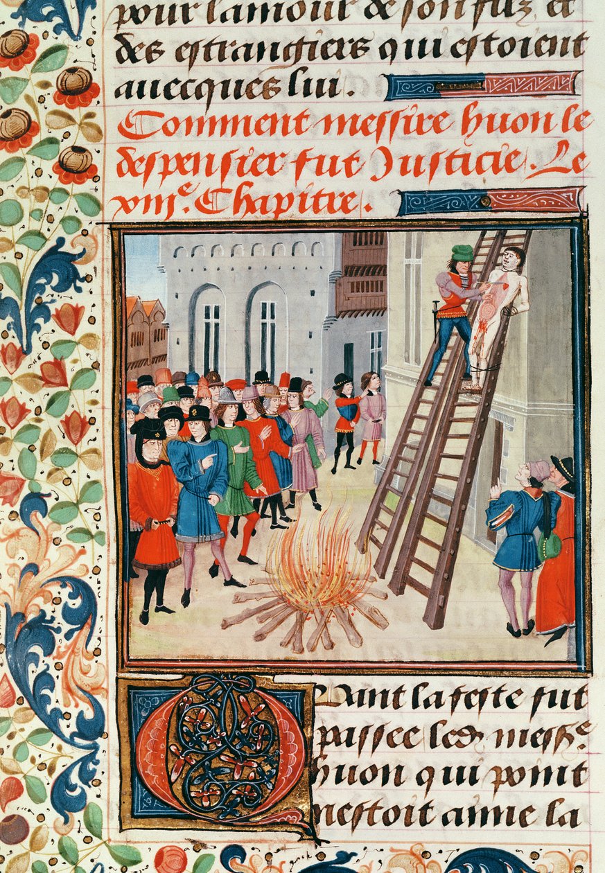Ms Fr 2643 fol.11 Hugh Despenserin teloitus, Froissarts Chronicle tekijältä French School