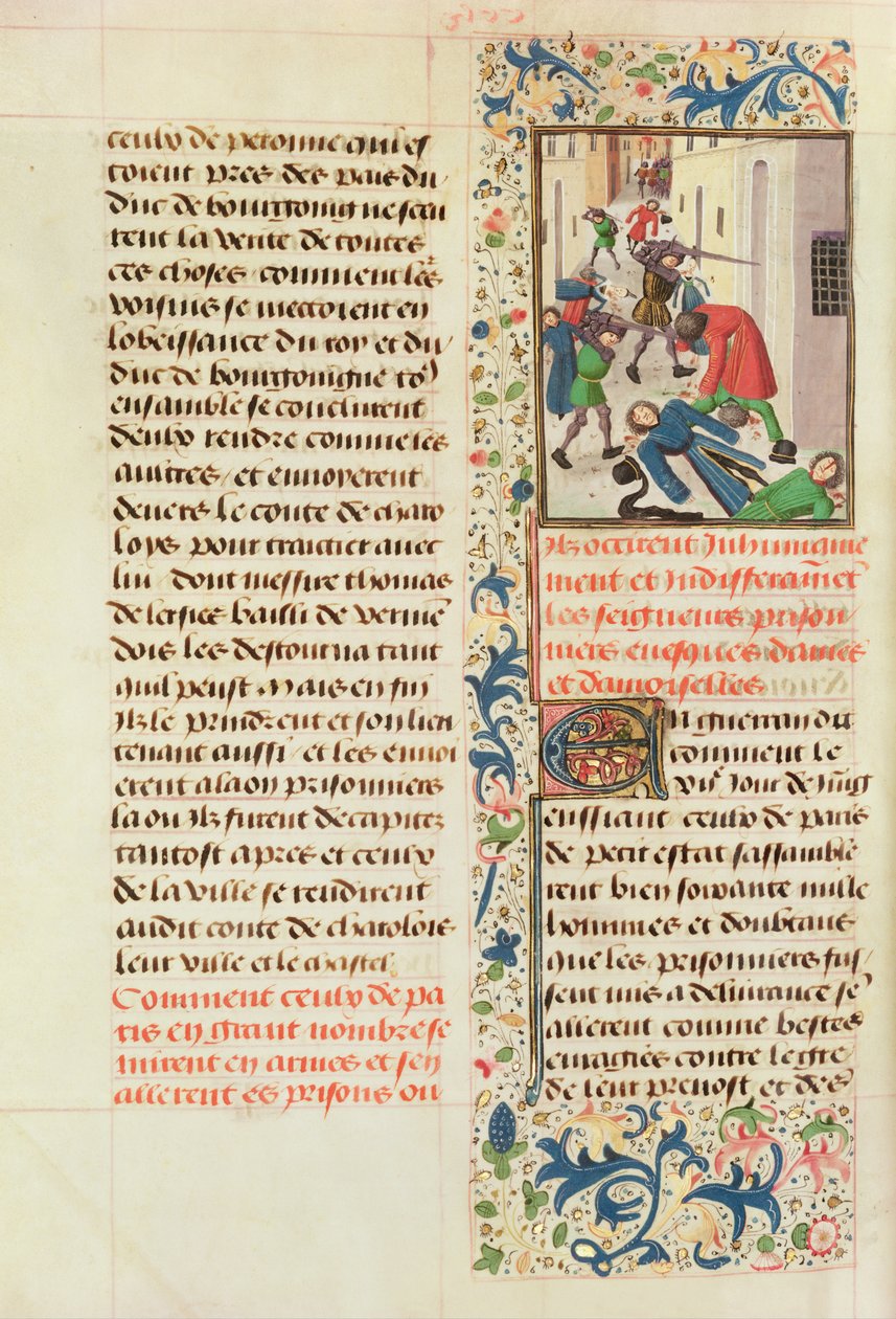 Ms Fr 2680 fol.260v The Parisians Killing the Prisoners of Laon tekijältä French School
