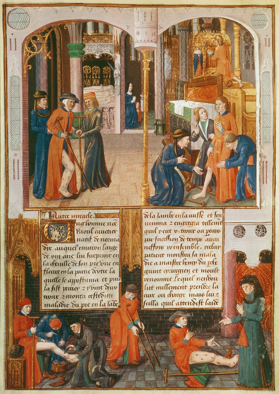 Ms Fr 2829 fol.89 Ihmeitä St. Louisin haudalla, Le Livre des Faiz de Monseigneur Saint Louis tekijältä French School