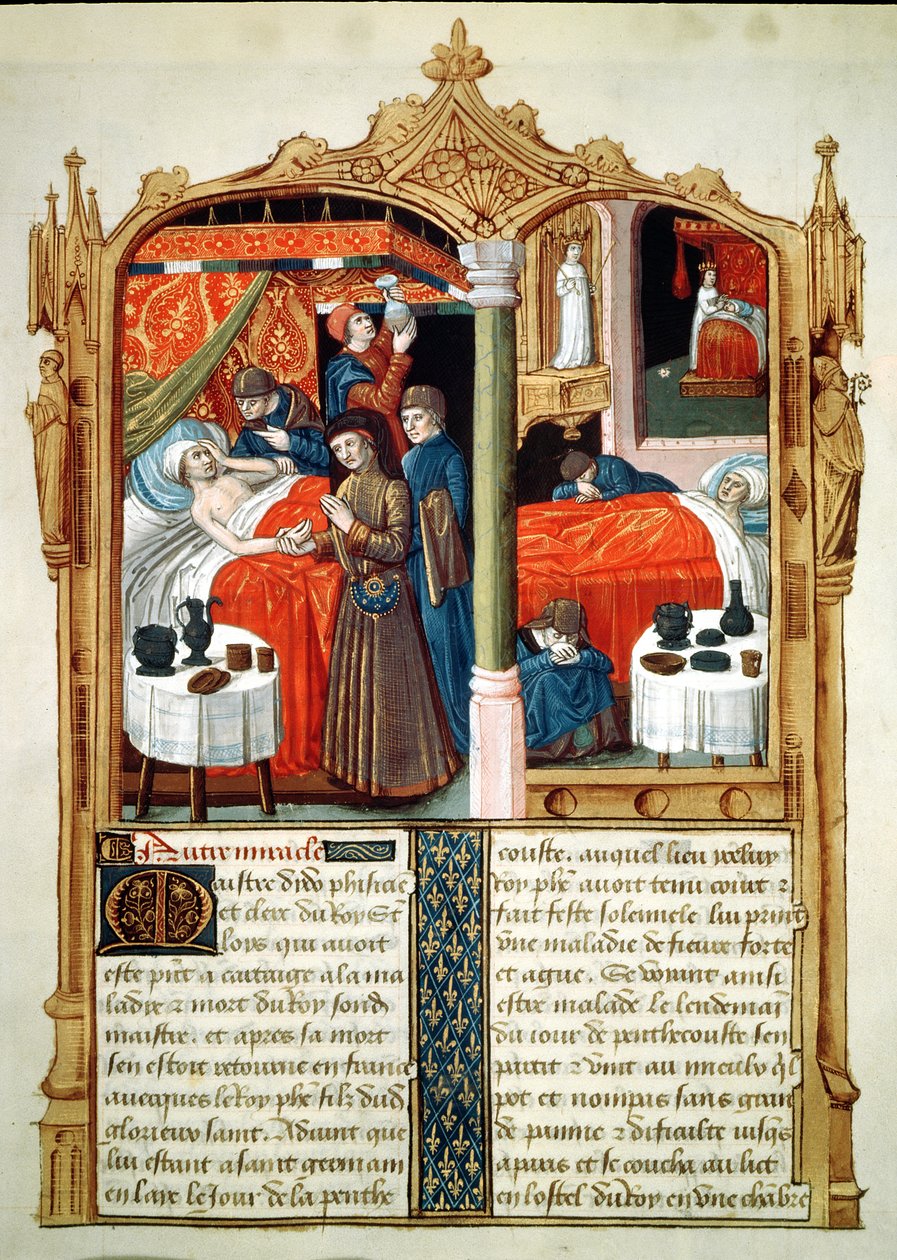 Ms Fr 2829 fol.90 Ihmeitä St. Louisin haudalla, Le Livre des Faiz de Monseigneur Saint Louis tekijältä French School