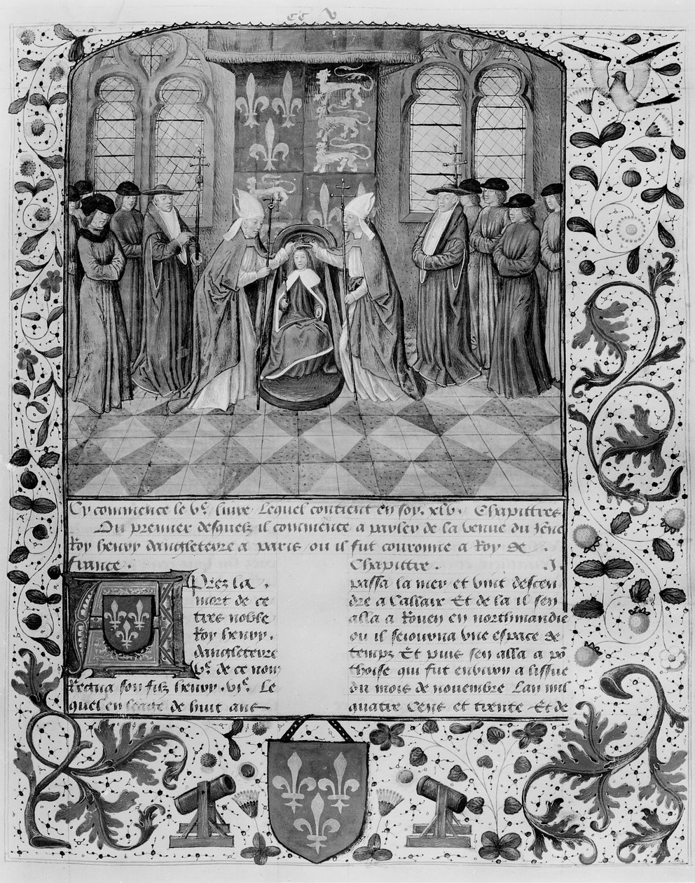 Ms Fr 83 fol.205 Henrik VI:n kruunaus (1421-71) tekijältä French School