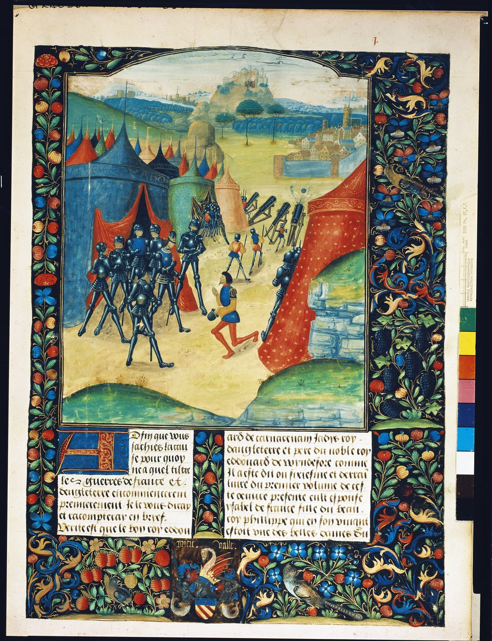 Ms Fr 87 Fol.1 Edward IV:n leiri, Englannin muinaisista aikakirjoista, Jean Batard de Wavrin, n. 1470-1480 tekijältä French School
