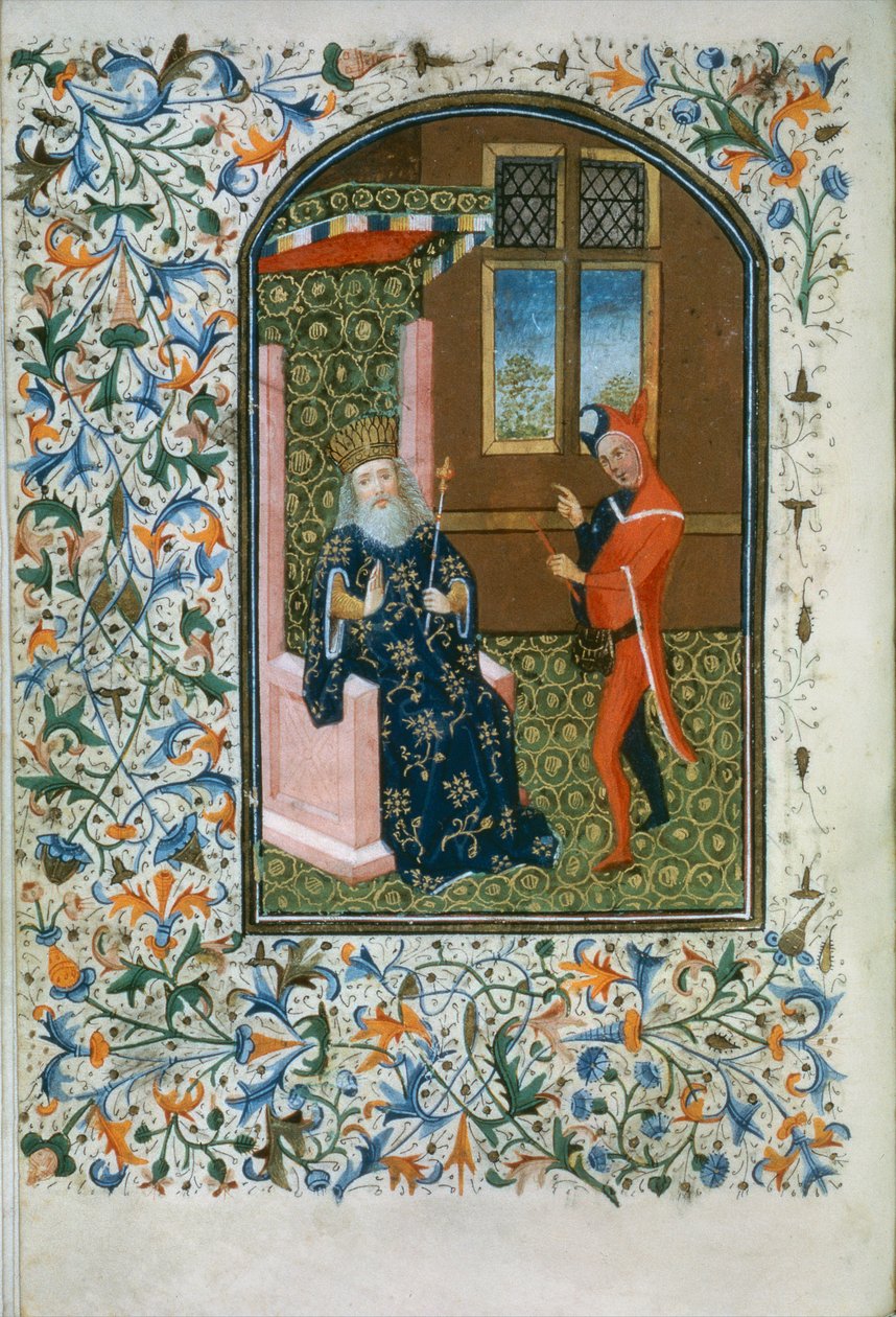 Ms Gen 288 f.156v Kuningas ja narri, n. 1460 tekijältä French School