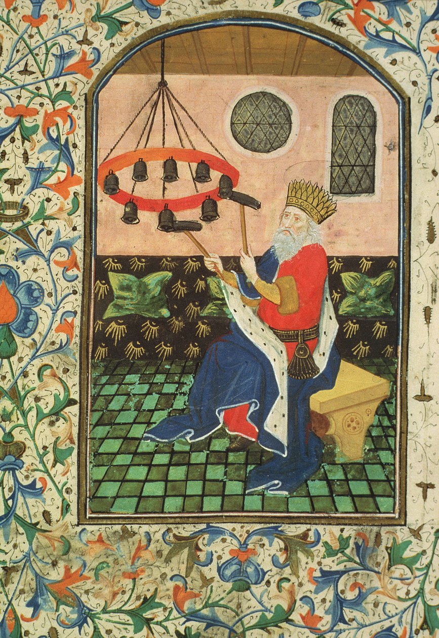 Ms Gen 288 f.183v Kuningas ja musiikki, n. 1460 tekijältä French School