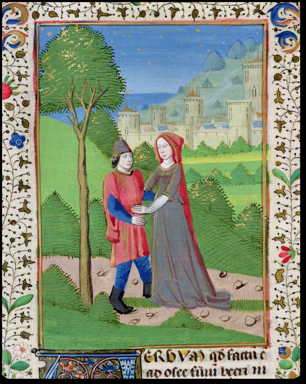 Ms. H7 fol.103v Hoosea ja prostituoitu, Jean XXII:n Raamatusta tekijältä French School