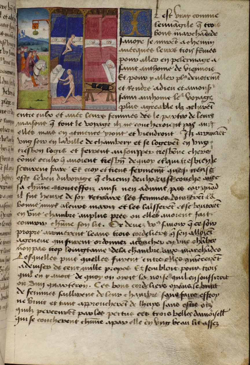 Ms Hunter 252 f.75v Hostel, Les Cent Nouvelles Nouvelles, 1462 (katso lisätietoja osoitteesta 284875) tekijältä French School