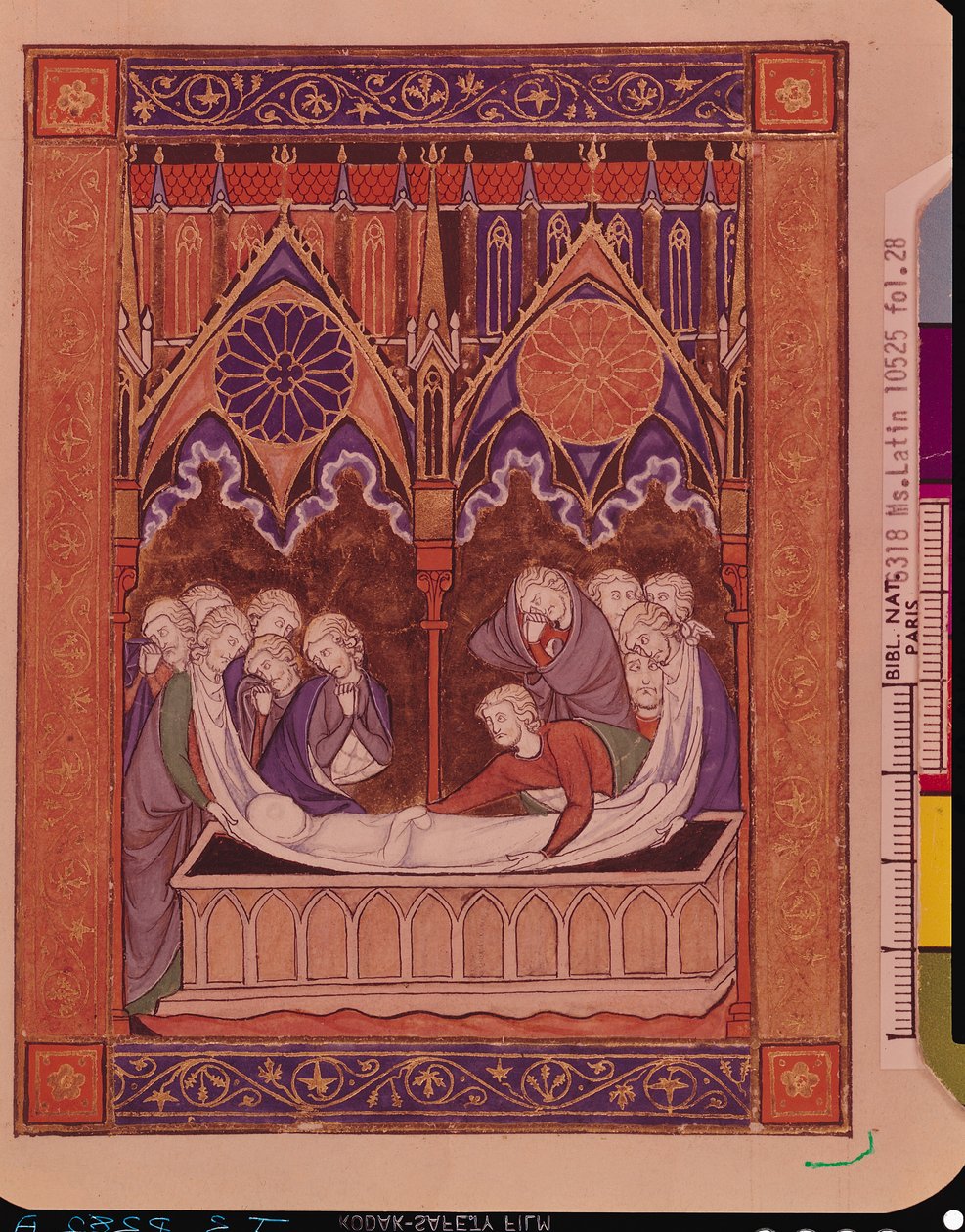Ms Lat 10525 Fol.28 Jaakobin hautaus Kanaanissa, St. Louisin psalteri, n. 1258-1270 tekijältä French School