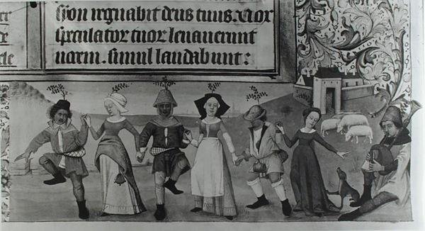 Ms Lat 1173 f.20 Pastoraalitanssi, Charles dAngoulemen tunteista, n. 1480 tekijältä French School