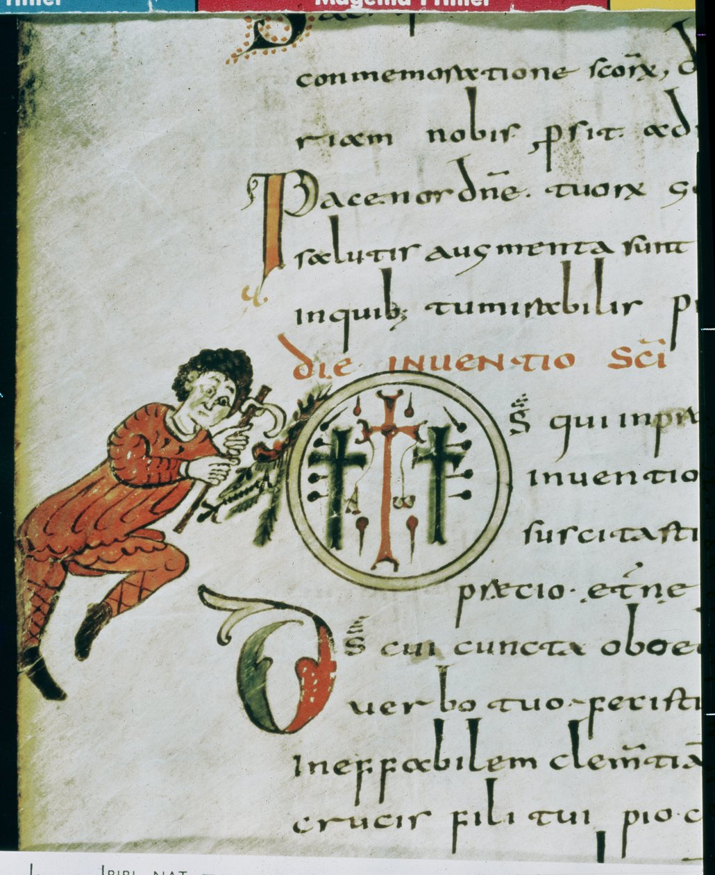 Ms Lat 1248 fol.76v Historioitu alkukirjain O, Sacramentary of Gellone tekijältä French School