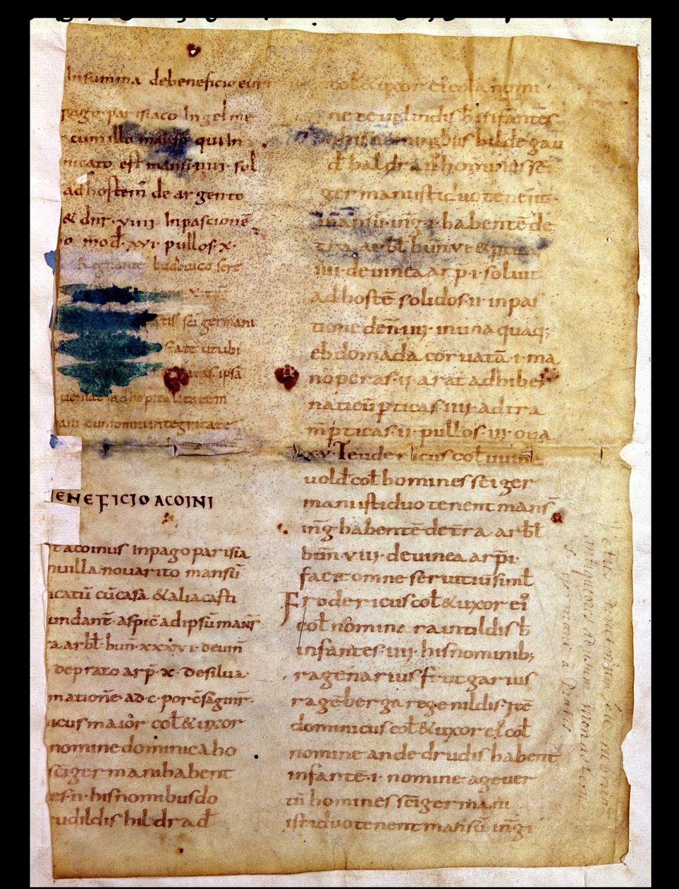Ms Lat 12832 Fol.A Karolingien omaisuuden omistusluettelo, Saint-Germain-des-Presin apotti Irminonin polyptyykistä tekijältä French School