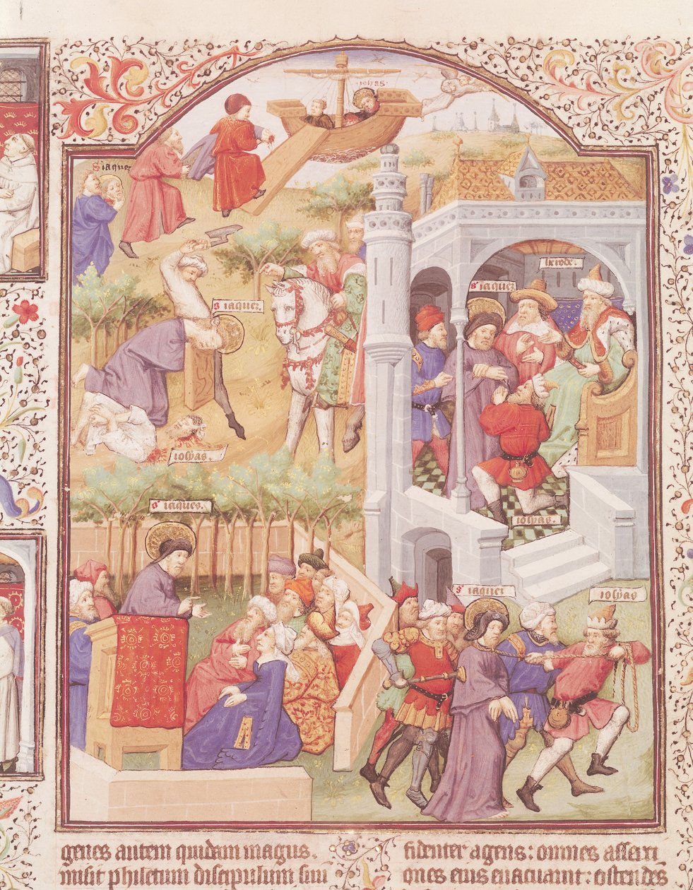 Ms Lat 17294 Fol.515v Kohtauksia Pyhän Jaakob Suuren (d.44) elämästä Bedfordin herttuan breviaarista, n. 1424-35 tekijältä French School