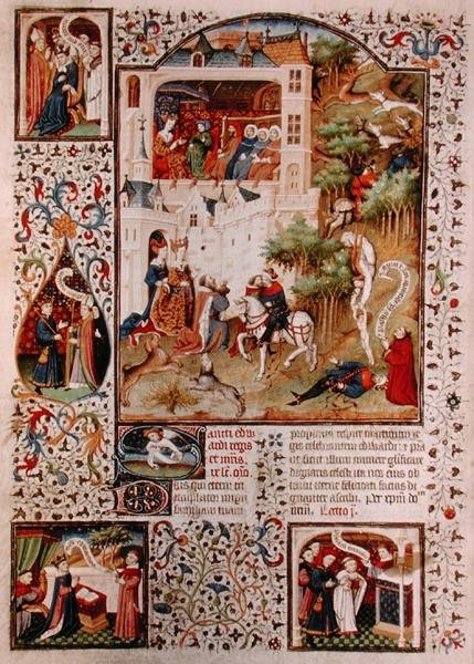 Ms Lat 17294 Pyhän Edwardin tunnustajan kuolema (1003-66) Bedfordin herttuan breviaarista, n. 1424-1435 (vellum) tekijältä French School