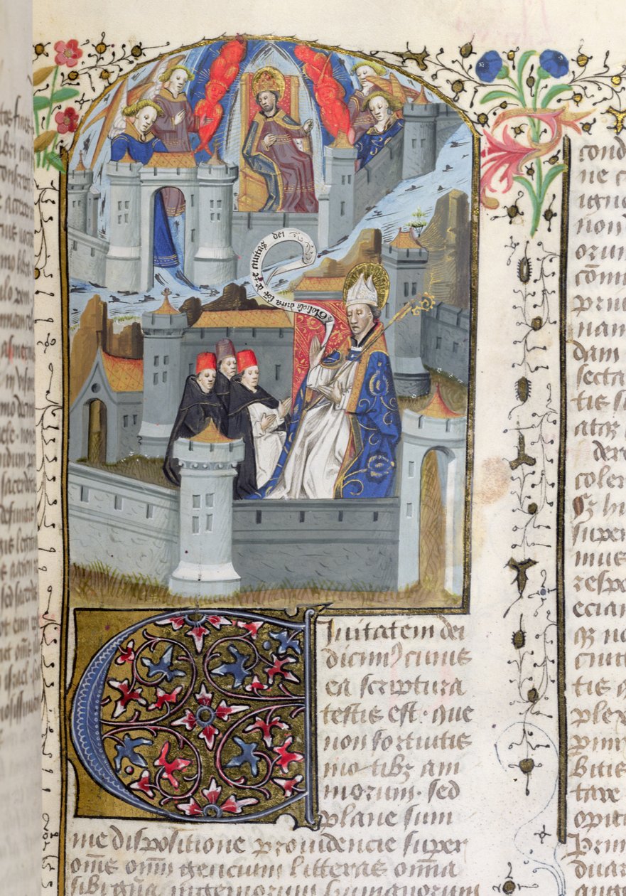 Ms Lat 592 f.127 Jerusalem ja Babylon, St. Augustinuksen La Cite de Dieu tekijältä French School