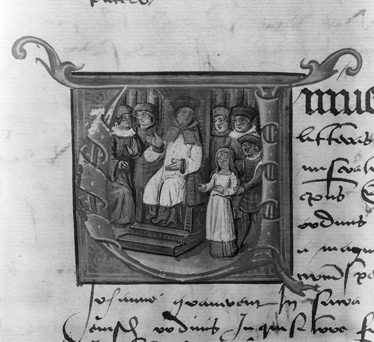 Ms Lat 5969 Historioitu alkukirjain A, joka kuvaa Jeanne d