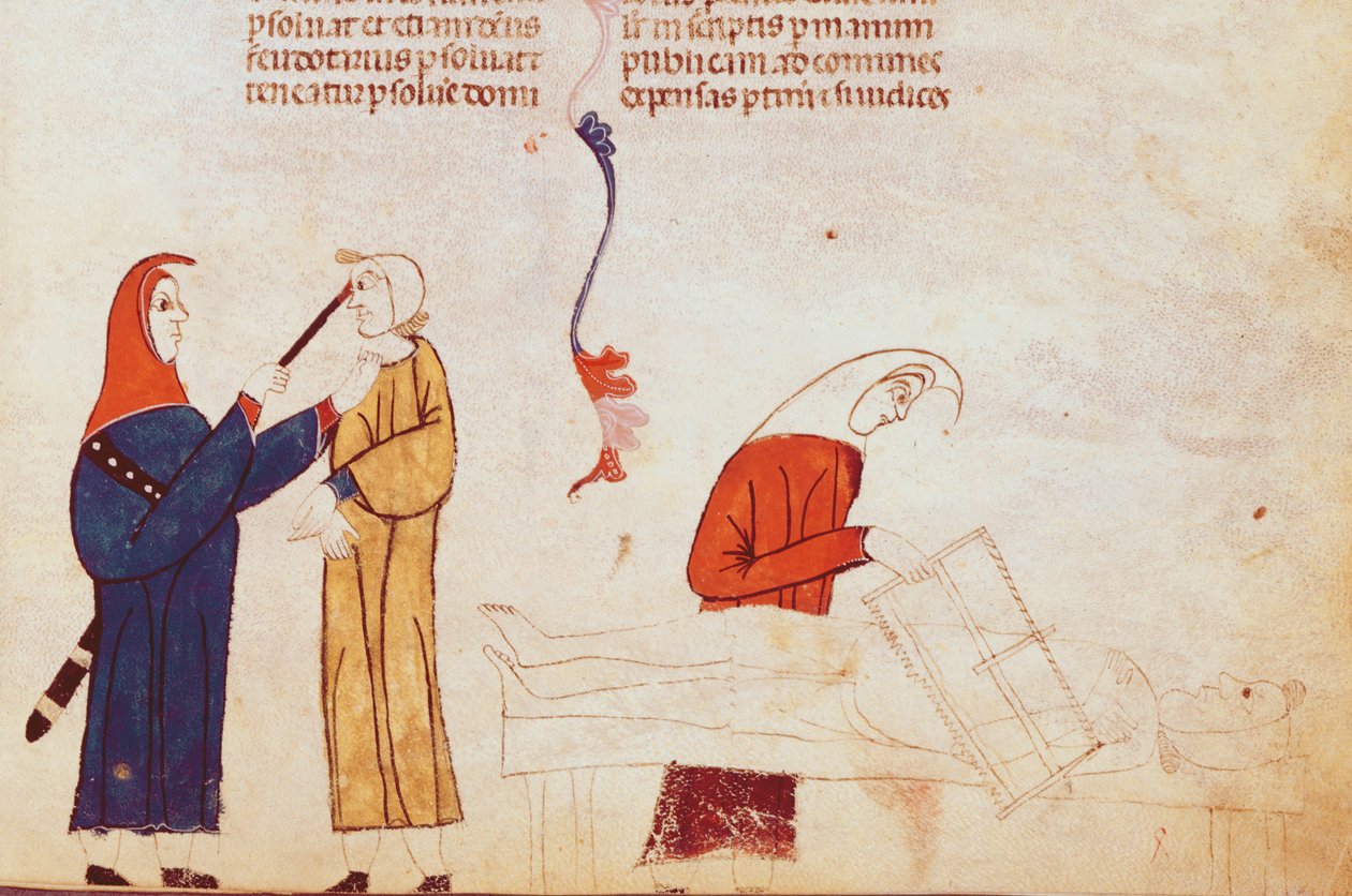 Ms Lat 9187 fol.24 Kidutuskohtaus, Les Coutumes de Toulouse tekijältä French School