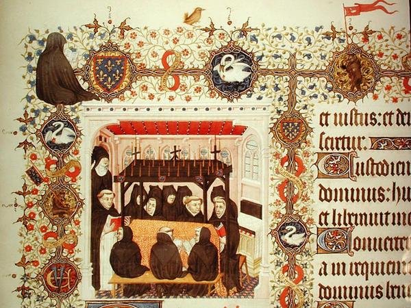 Ms Lat 919 Herttuattaren suru, vaakuna ja eläinyksityiskohdat, Grandes Heures de Duc de Berry tekijältä French School