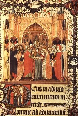Ms Lat 919 fol.37 Neitsyen häät, Grandes Heures de Duc de Berry tekijältä French School