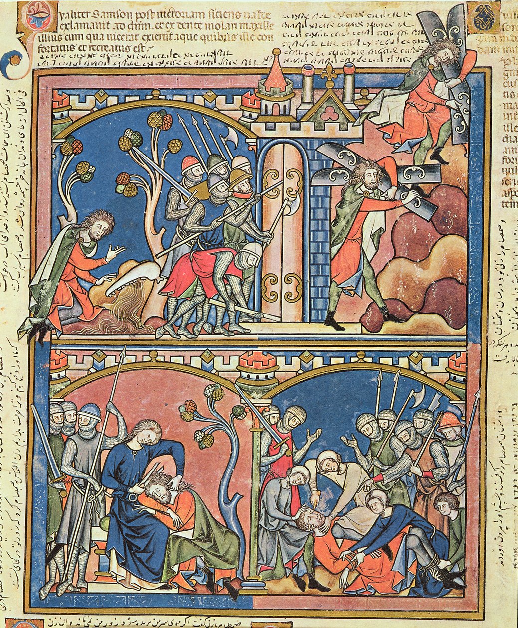 Ms M 638 fol.15r Simson ja Delilah, Morgan Picture Biblesta, n. 1244-54 tekijältä French School