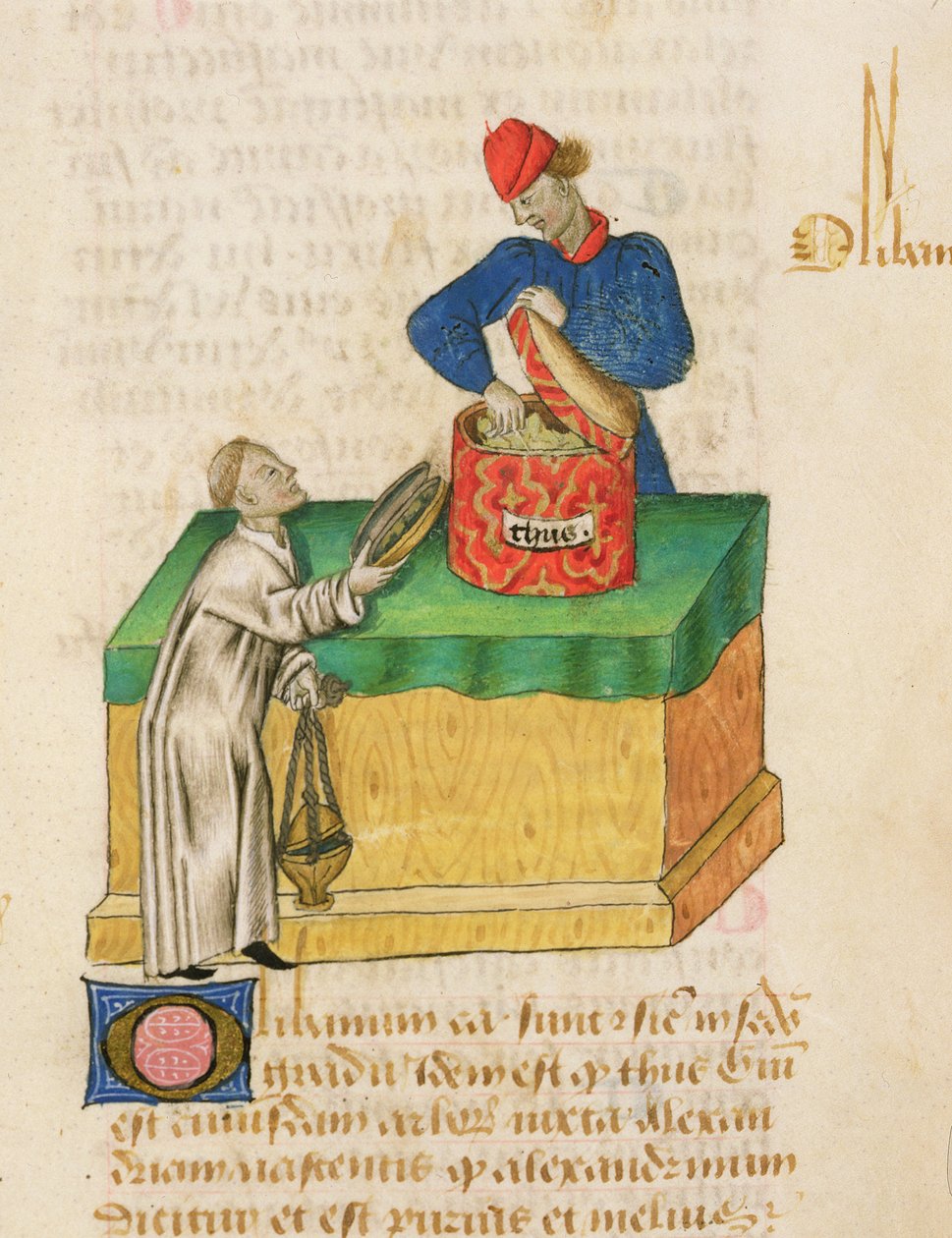 Ms Tractatus de Herbis, kirjoittanut Dioscorides, fol.104r The Incense Seller tekijältä French School