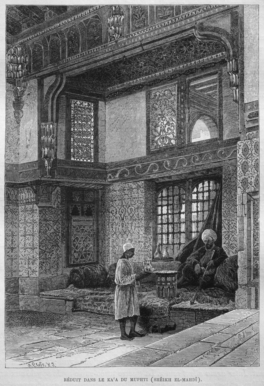 Muftitalo, Qaa, Georg Moritz Ebersin LEgypte (1837-98), 1881 (bw-kaiverrus) tekijältä French School