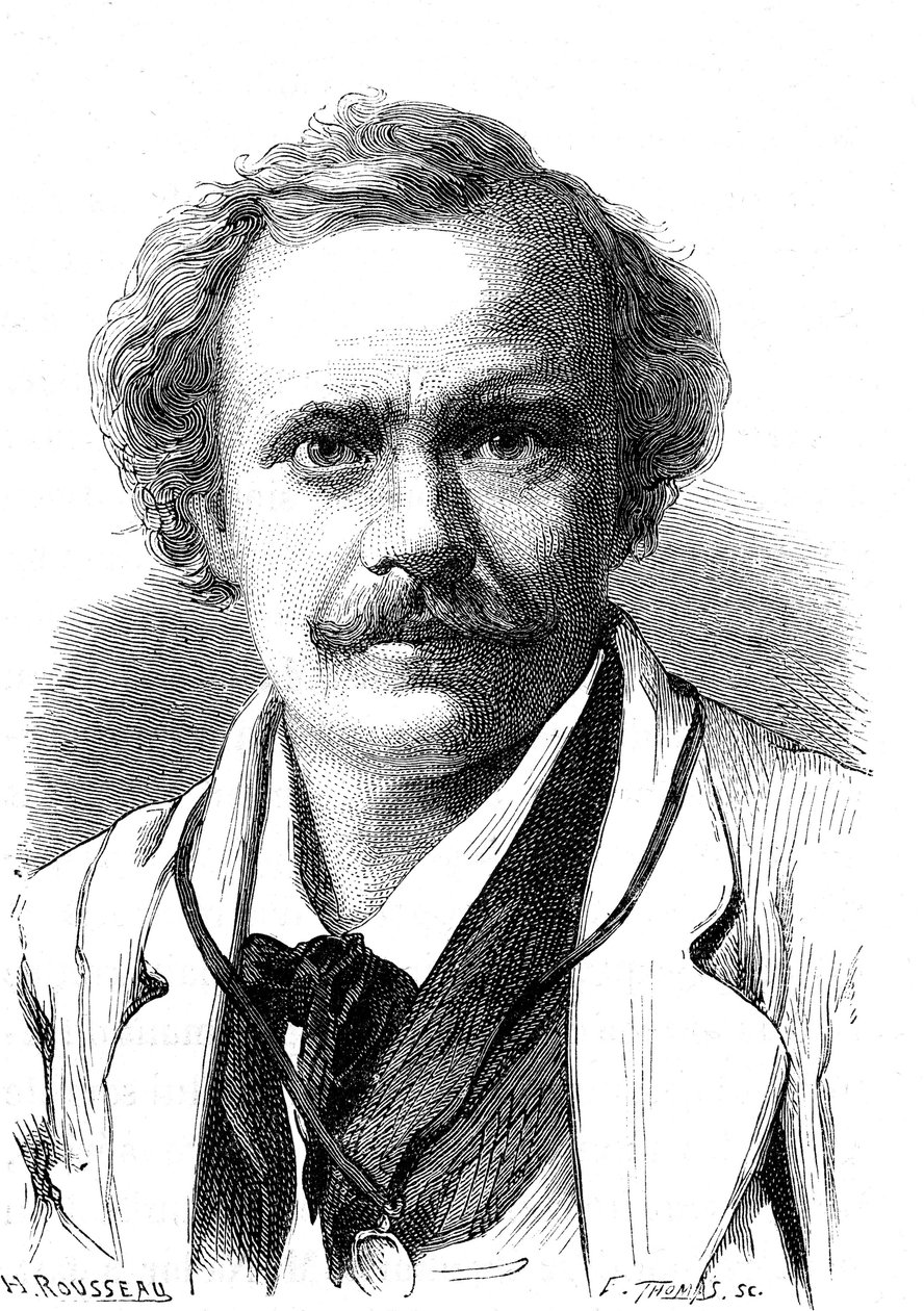 NADAR (Gaspard Felix TOURNACHON) (1820-1910), ranskalainen kirjailija, sarjakuvapiirtäjä, aeronautti ja valokuvaaja. Kaiverrus 1867 tekijältä French School