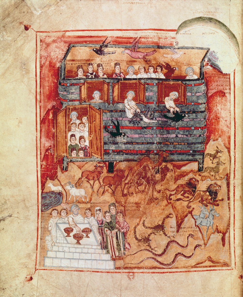 N.A.L 2334 fol.10v Noahs Ark, valmistaja De Tours Pentateuch tekijältä French School