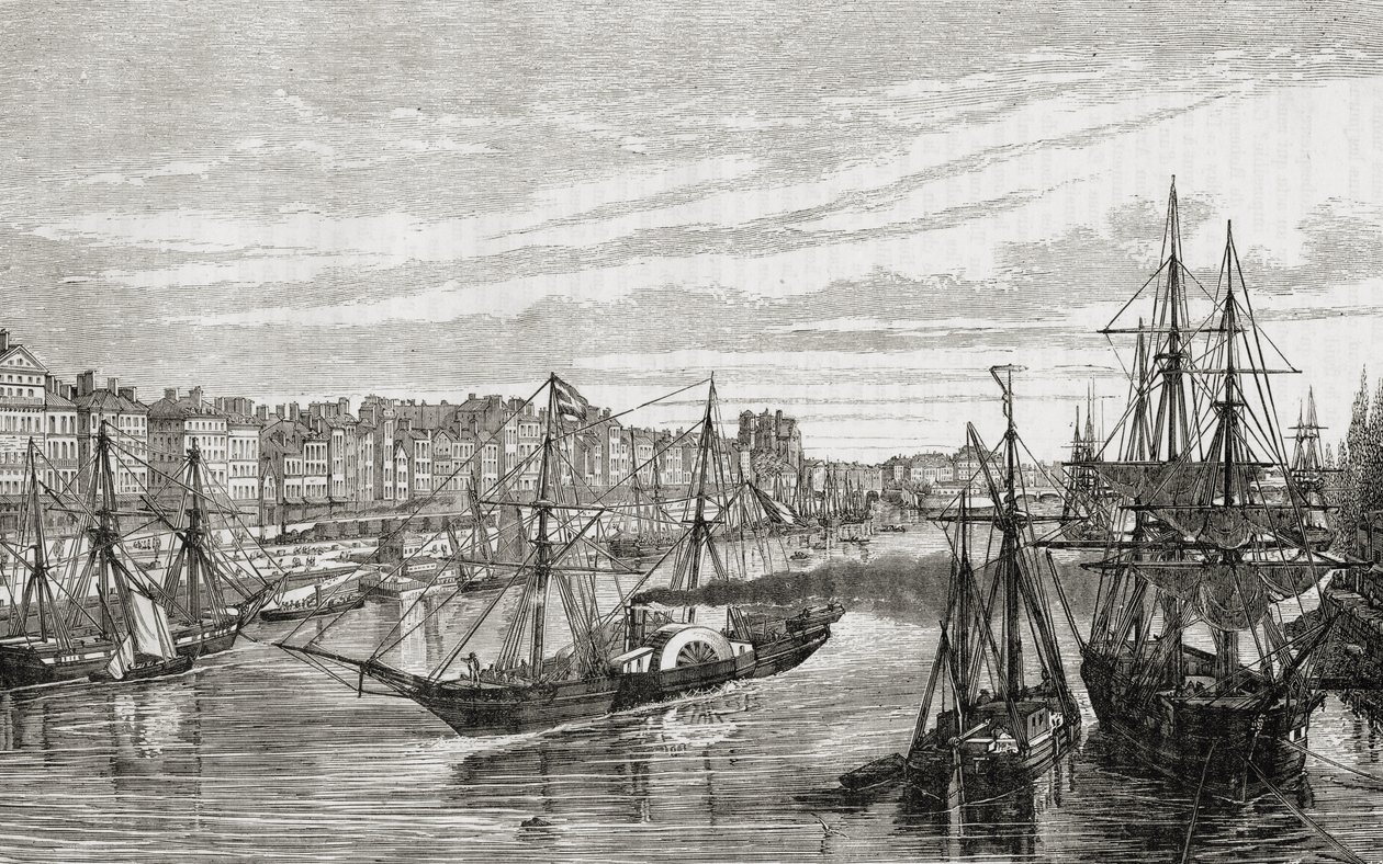 Nantes, Ranska, 1700-luvulla, Louis Blancin (1811-82) "Histoire de la Revolution Francaise" -teoksesta, kaiverrettu Charles Maurand (fl.1863-81) 1847-62 tekijältä French School