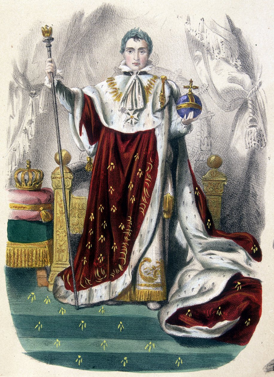 Napoleon 1. kruunausasussa - elokuvassa "Ranskan historia painokuvissa", 1800-luvun loppu tekijältä French School