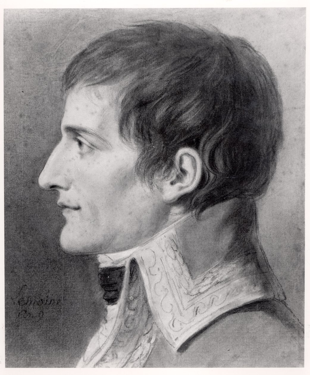 Napoleon Bonaparte (1769-1821) ensimmäinen konsuli (hiili paperilla) tekijältä French School