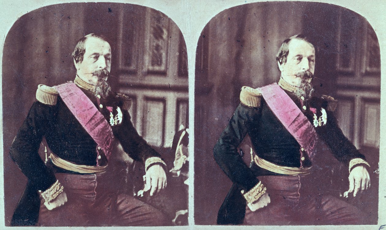Napoleon III (1808-73), n. 1860, värillinen stereoskooppinen valokuva otettu vuosina 1860-1870 tekijältä French School