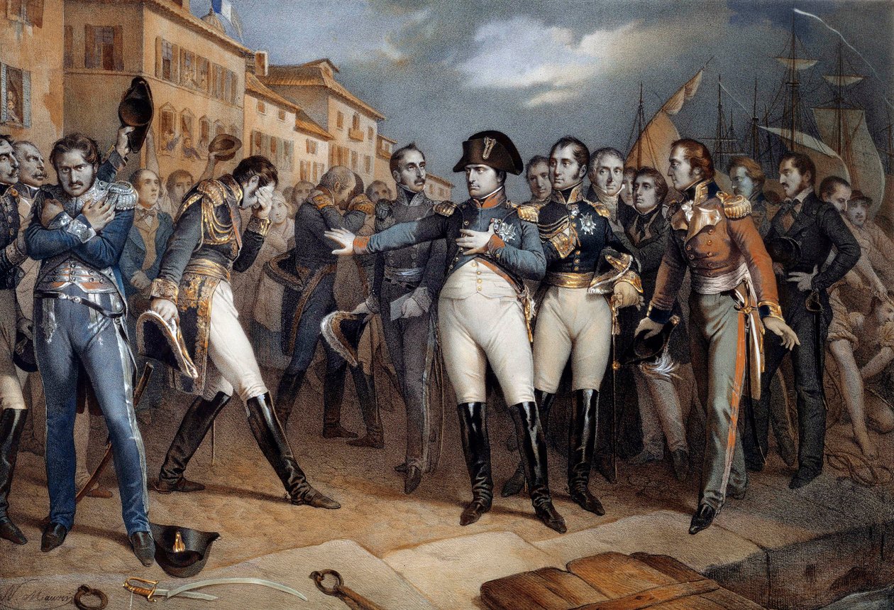 Napoleon I (1769-1821) alistui Britannian lakiin ja antautui 14/07/1815 Litografia noin 1815 Ile d