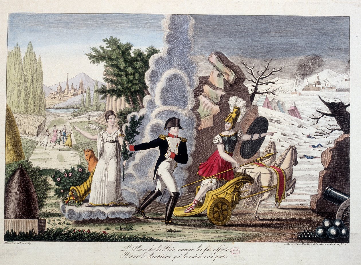Napoleon I sodan ja rauhan välissä, noin 1815 - Napoleon sodan ja rauhan välillä - Rauhan oliivi tarjottiin hänelle turhaan, hän seuraa kunnianhimoa, joka johti hänet menetykseen - "Napoleon 1er" -sarjassa, nuken sarjakuvakokoelmassa tekijältä French School