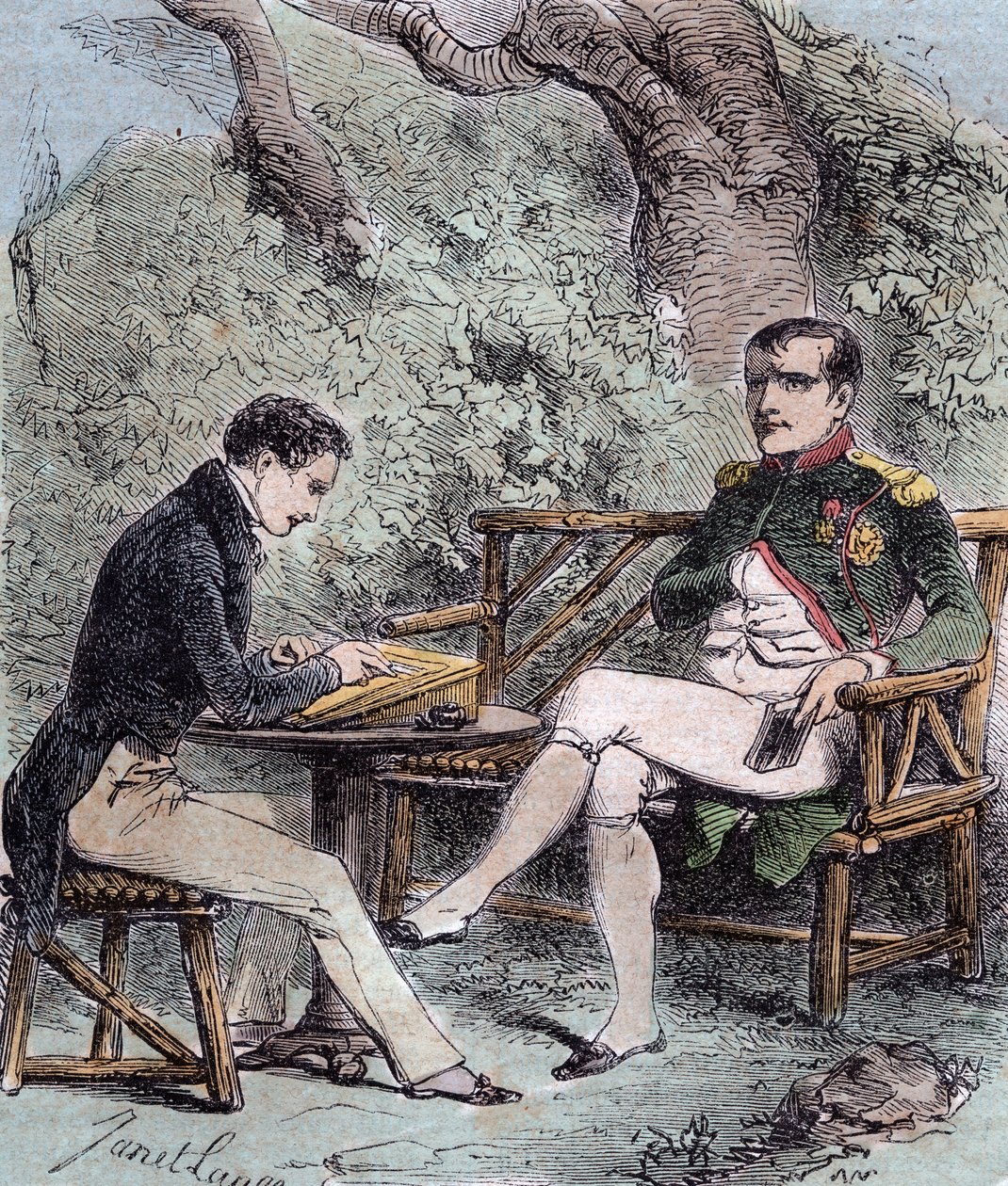 Napoleon a Sainte-Helene - Napoleon sanelee muistelmansa Emmanuel Pons de Las Casesille (1800-1854), Emmanuel de las Casesin pojalle, - Emmanuel de las Casesilta, Napoleon, Memorial de Sainte-Helene tekijältä French School