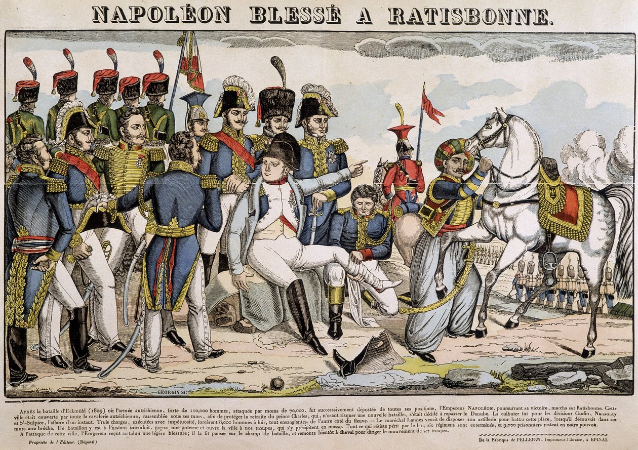 Napoleon haavoittui Regensburgissa - kuva Epinalista tekijältä French School