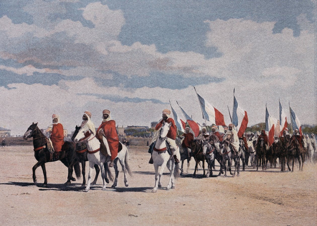 Alkuperäisspahit lähtevät fantasiaan suuressa loistossa, levitetyt bannerit - "" Military Albumissa" - Spahis tekijältä French School