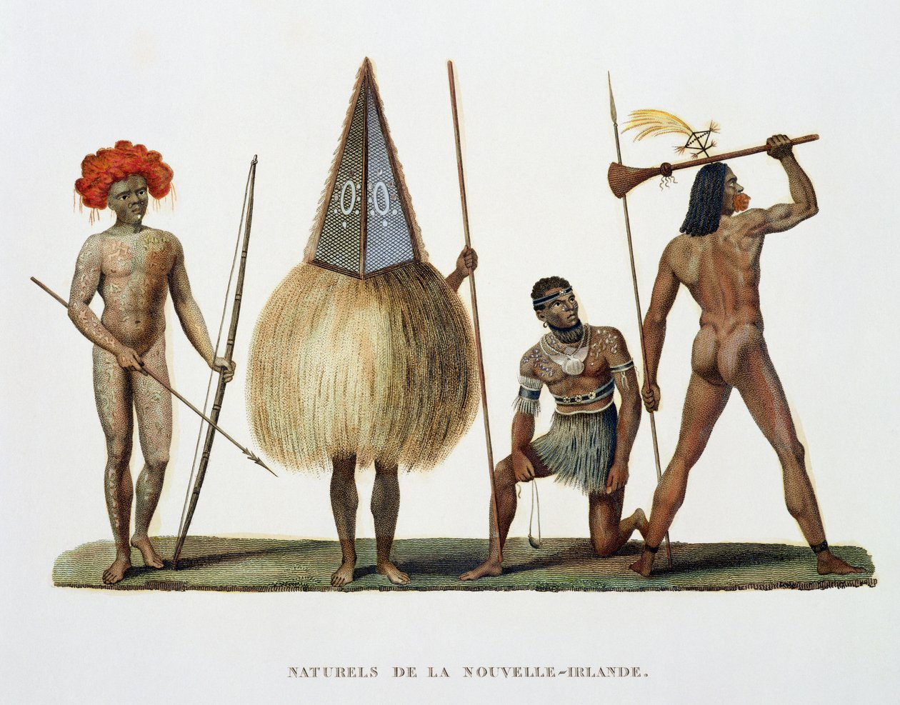 Uuden Irlannin alkuasukkaat, matkalta maailman ympäri, teloittaja Louis Isidore Duperrey (1786-18) Hänen Majesteettinsa Corvettella, La Coquillella, vuosina 1822, 1823, 1824 ja 1825. tekijältä French School