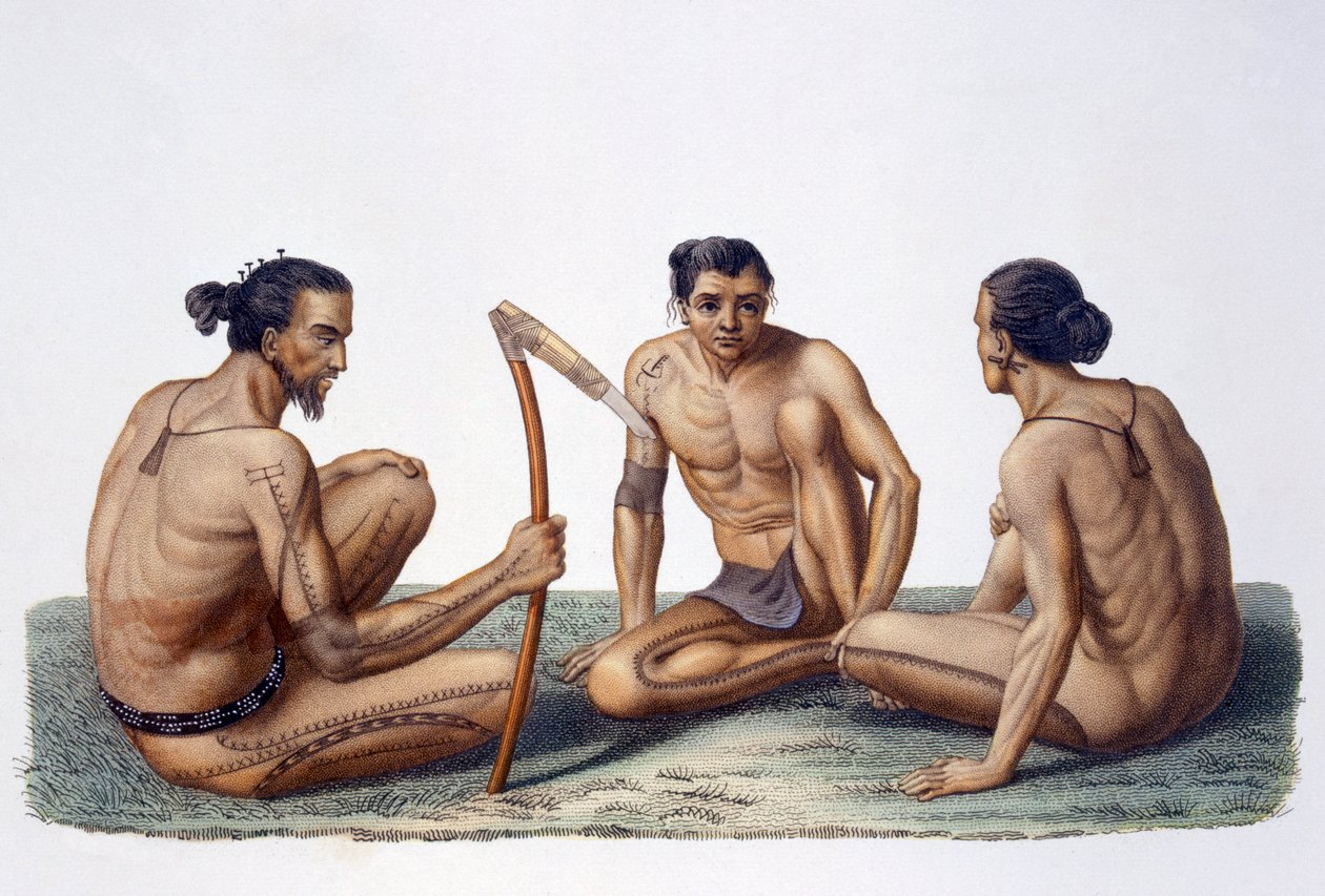 Oualanin saaren alkuasukkaat, Caroline Islands, 1826 tekijältä French School