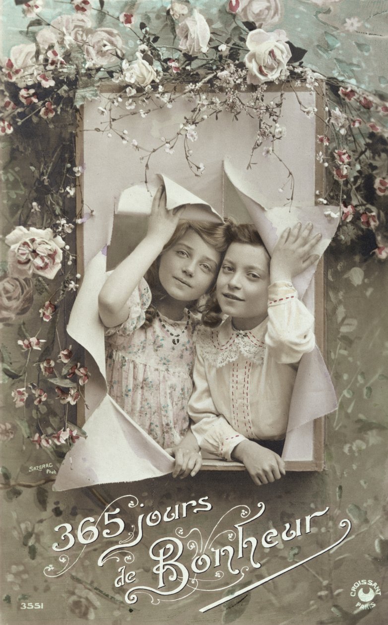 Uudenvuoden onnittelukortti, 1900-luvun alku tekijältä French School