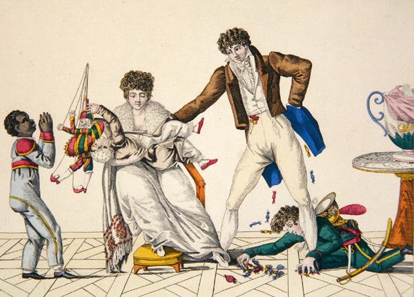 Uudenvuoden lahjat, levy 32, "le Bon Genre", n. 1800-1810 (värikaiverrus) tekijältä French School