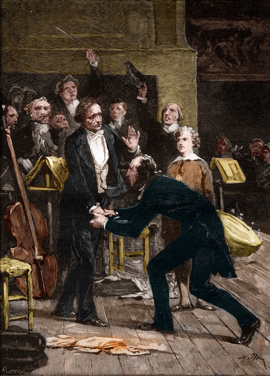 Niccolo Paganini ja Hector Berlioz upean sinfonian esityksen jälkeen tekijältä French School