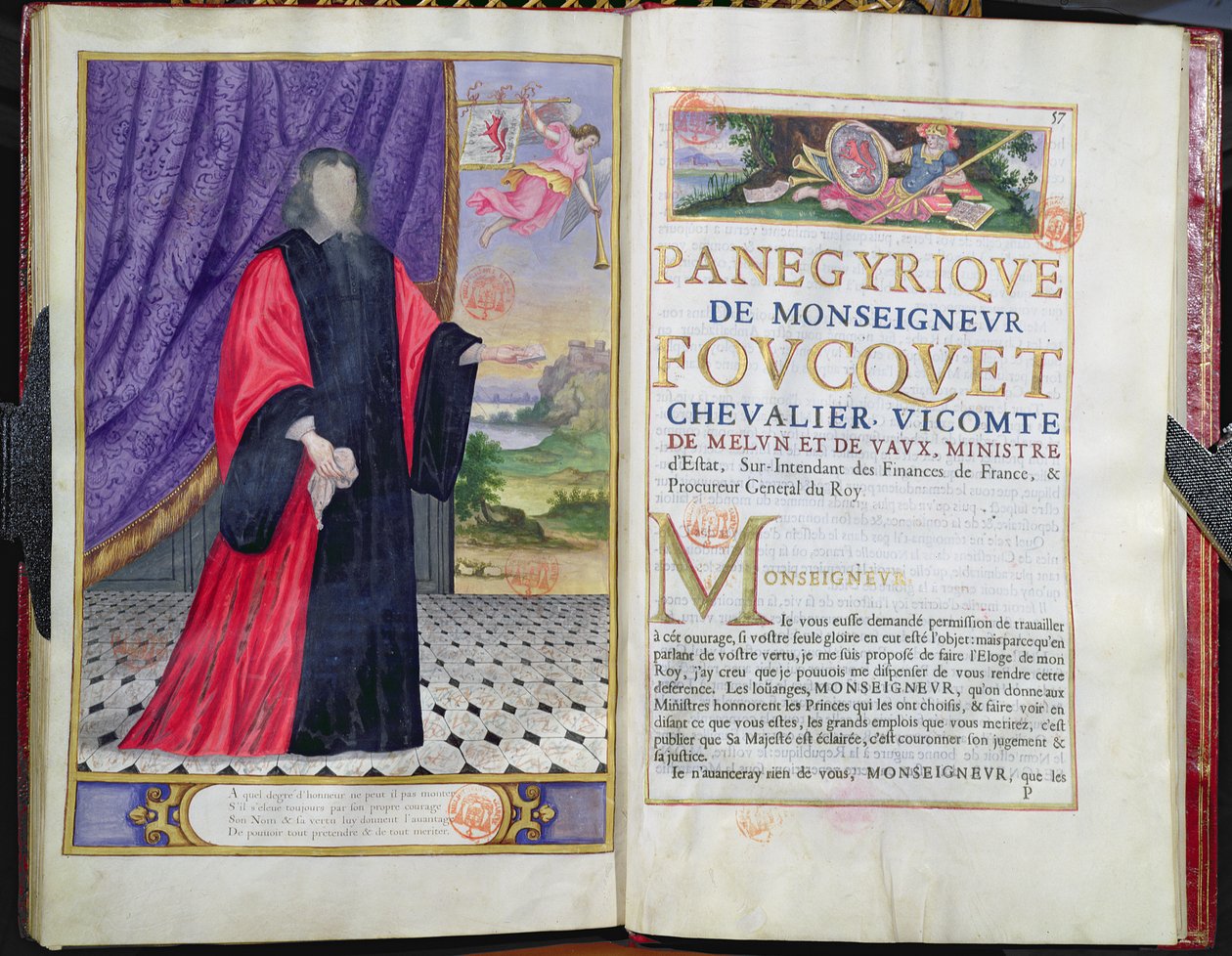 Nicolas Fouquet (1615-80) kuvitus Puget de la Serren vuosisadamme maineikkaiden miesten panegyricista, 1655 tekijältä French School